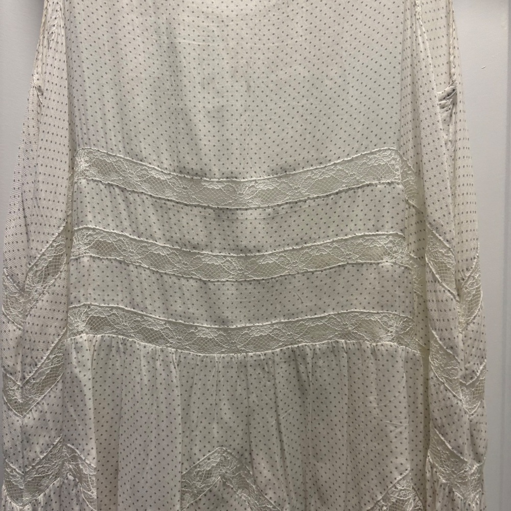 Intimately Free People Voile Trapeze Slip Dress White Polka Dot Lace Tunic Top - Picture 9 of 11